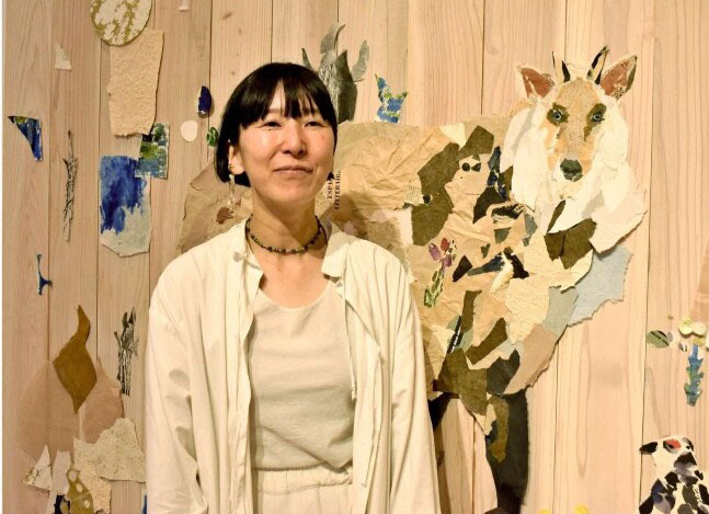 ちぎらまりこ/chai ちぎり絵　貼り絵　原画　ヤギ 南アルプス市芦安山岳館企画展 「ちぎらまりこ貼り絵原画展『ただ